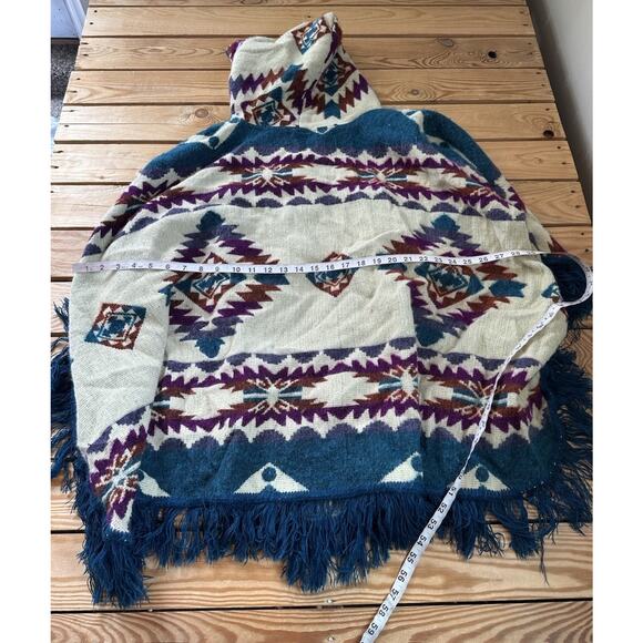 Creative Wool 100% Wool Hooded Shawl Sweater One Size White Open Front - Picture 5 of 5